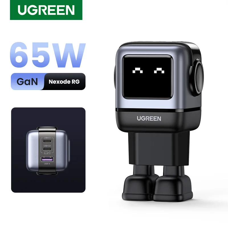 Caricatore UGREEN Uno 65W a forma di robot Nexode RG con tre porte USB