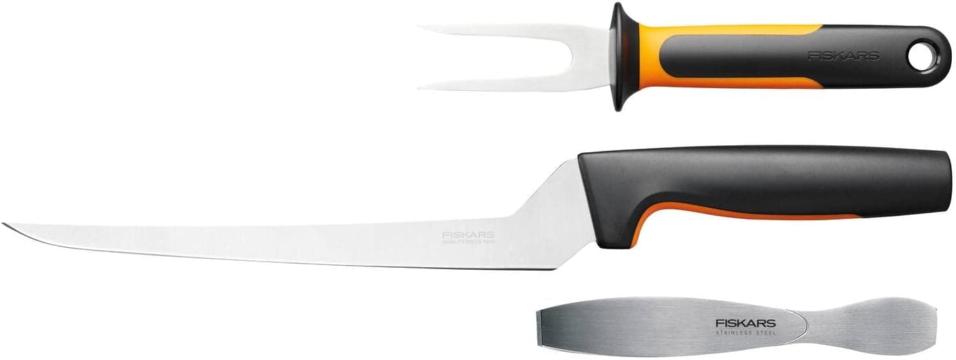Fiskars Functional Form set per il pesce con coltello per sfilettare, forchettone e pinzetta