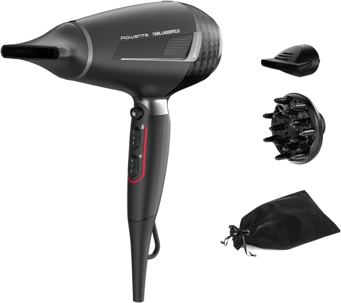 Asciugacapelli Rowenta Karl Lagerfeld K/Pro Stylist CV888L nero con accessori