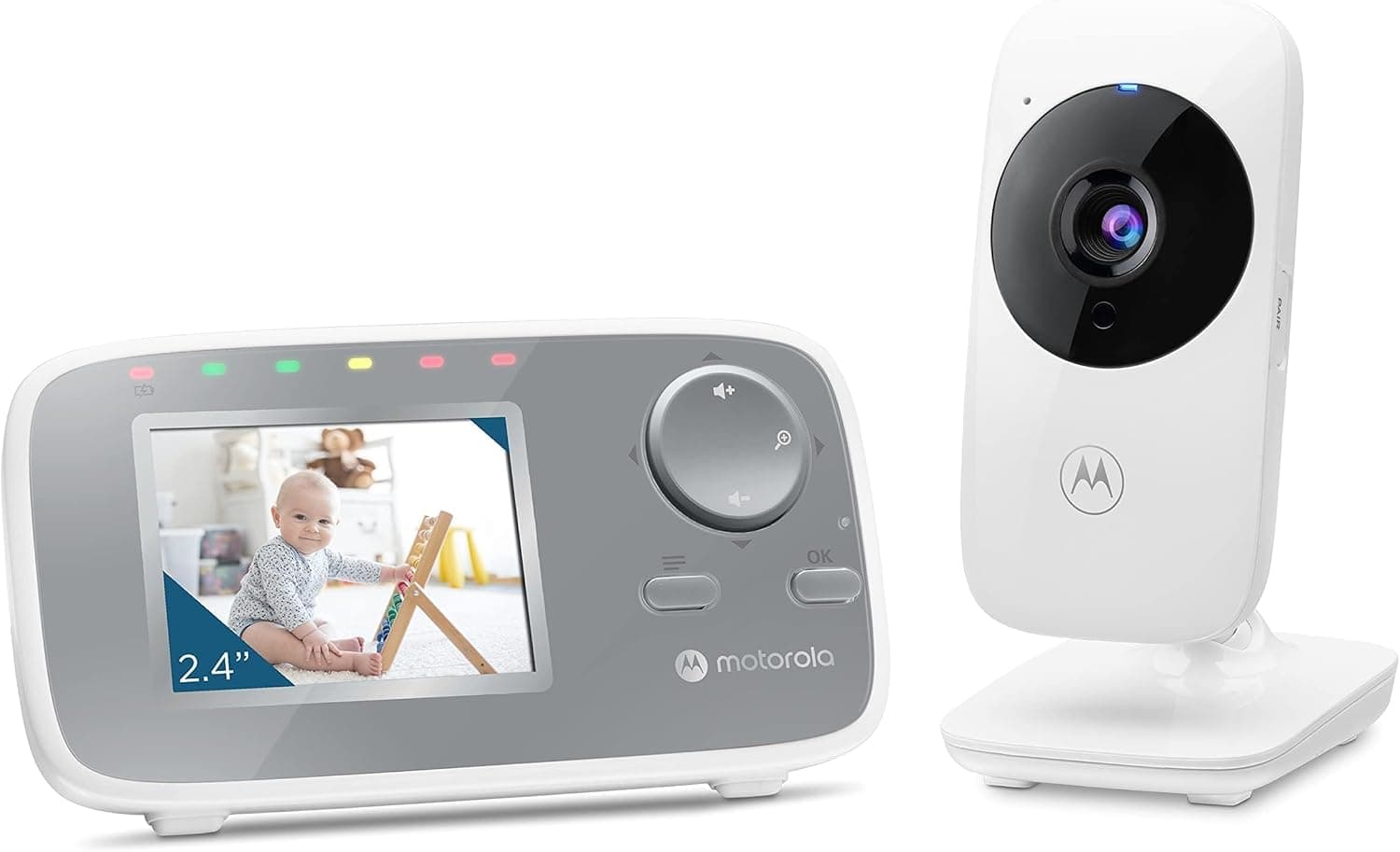 Baby monitor Motorola Nursery VM482 bianco con telecamera e unità genitore a schermo