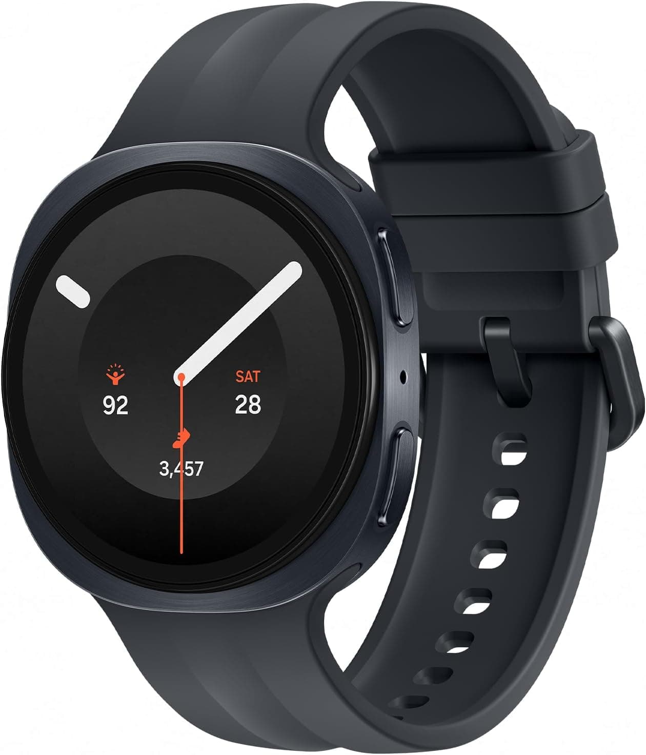 Samsung Galaxy Watch9 40mm colorazione Graphite su sfondo bianco, vista fronte