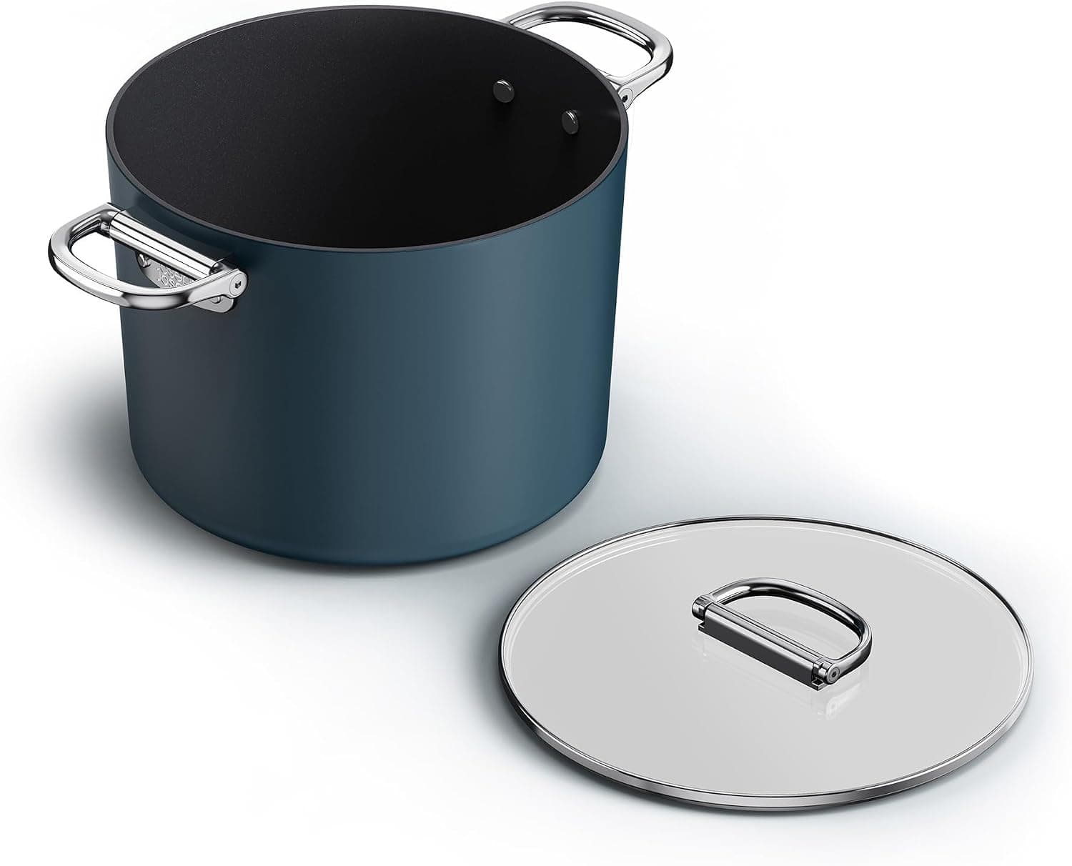 Pentola Joseph Joseph Space blu da 25 cm con coperchio in vetro e manici pieghevoli in acciaio