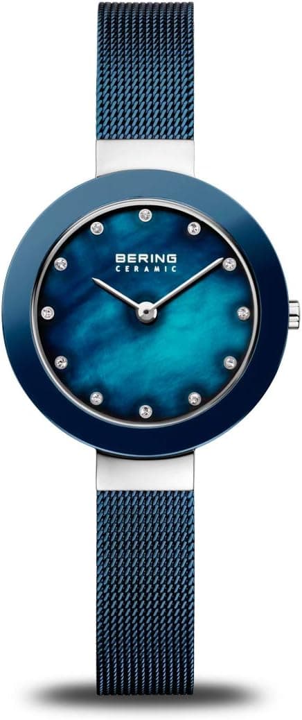 Orologio donna BERING Ceramic 11429-387 blu con quadrante madreperla e bracciale a maglia milanese