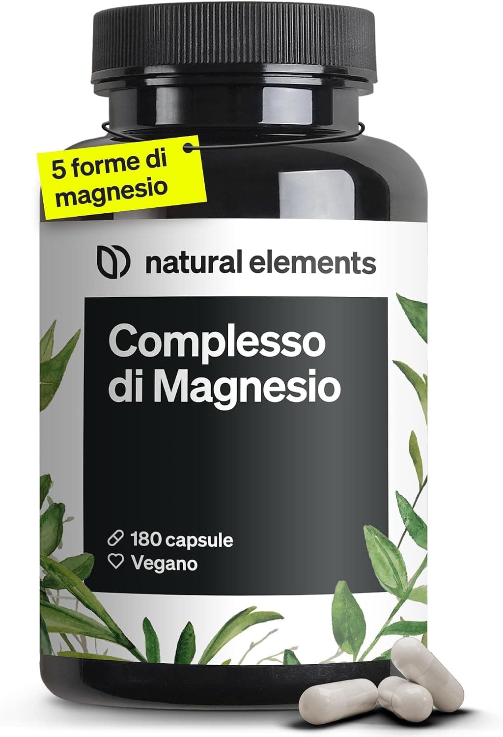 Confezione natural elements Magnesio Completo 400mg, integratore vegano in capsule