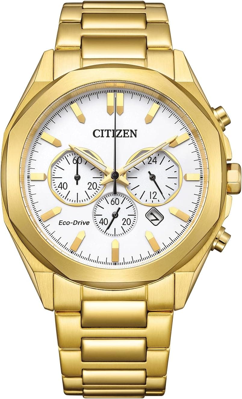 Orologio cronografo Citizen Eco-Drive CA4592-85A dorato con quadrante bianco