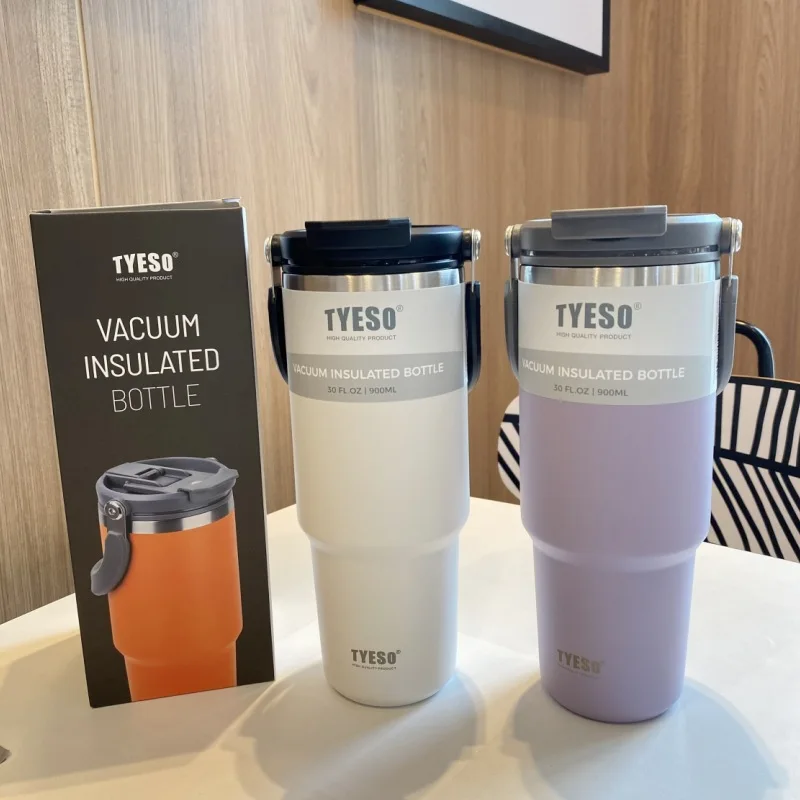 Borracce termiche Tyeso in acciaio inox da 900ml, bianca e lilla, con confezione