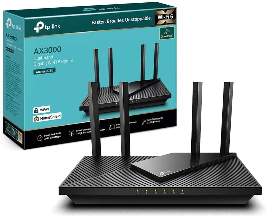 TP-Link Archer AX55 router Wi-Fi 6 nero con quattro antenne