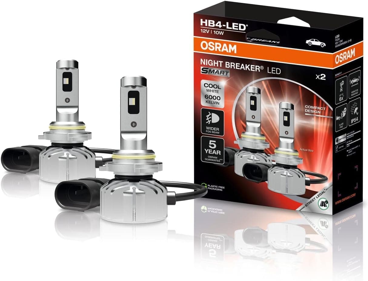 OSRAM Night Breaker LED Smart HB4, confezione da 2 lampade LED fendinebbia 6000K