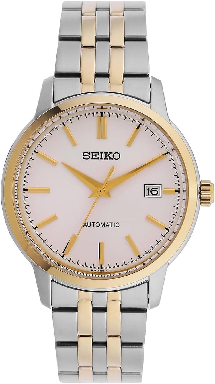 Orologio automatico Seiko SRPH92K1 bicolore argento e oro con quadrante bianco
