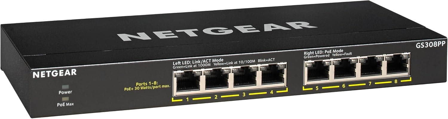 Switch di rete NETGEAR GS308PP 8 porte PoE+ nero