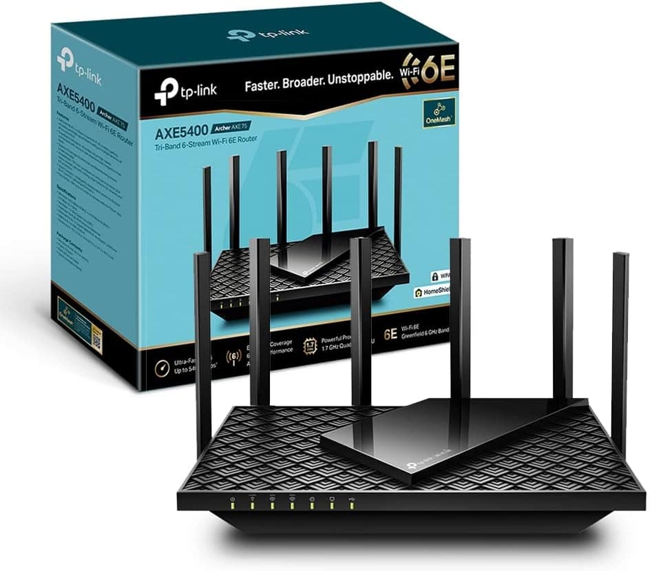 TP-Link Archer AXE75 router Wi-Fi 6E tri-band AXE5400