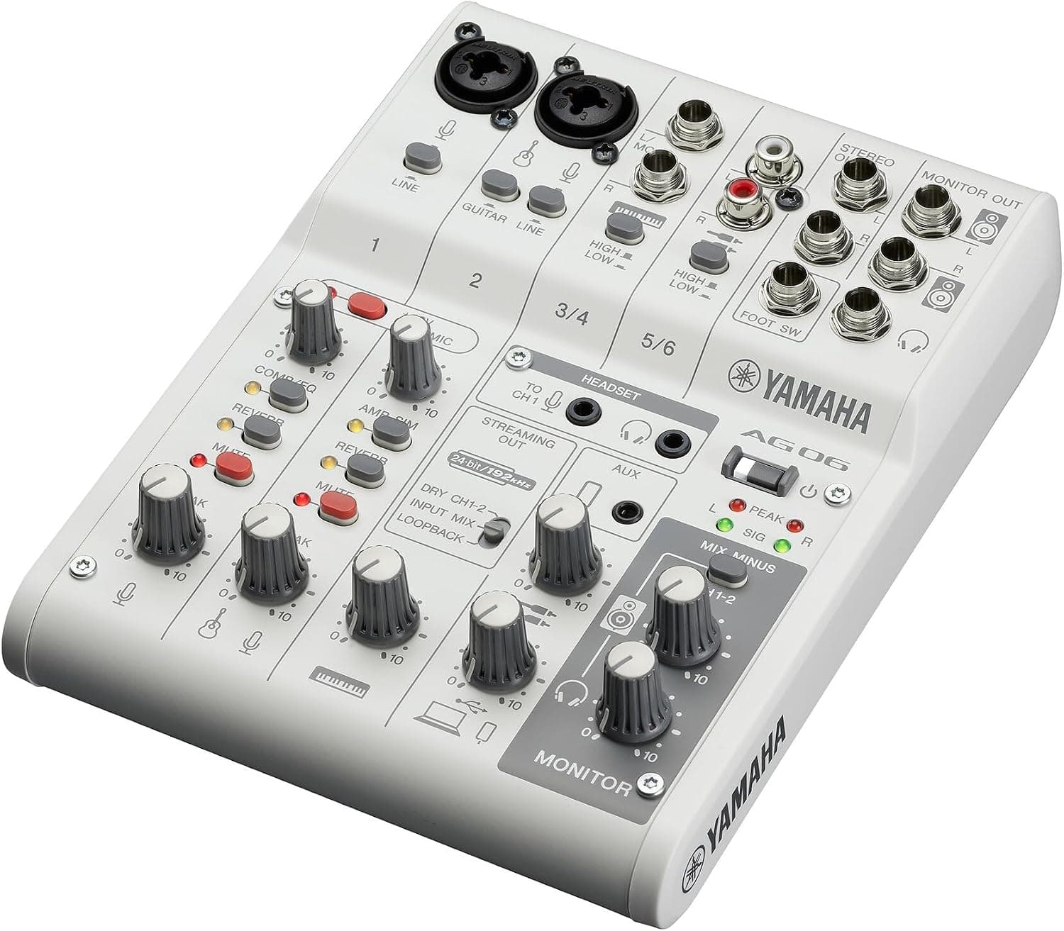 Mixer Yamaha AG06MK2 bianco con interfaccia audio USB
