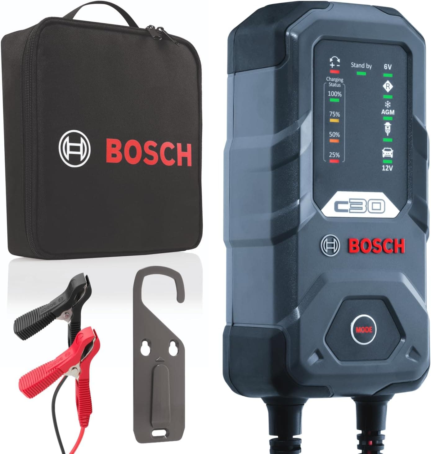 Caricabatterie Bosch C30 con pinze