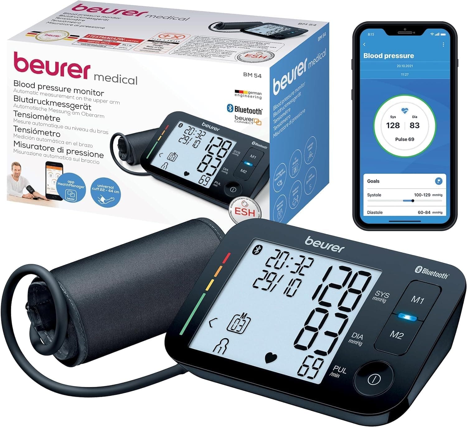Beurer BM 54 misuratore di pressione da braccio con display XL e bracciale