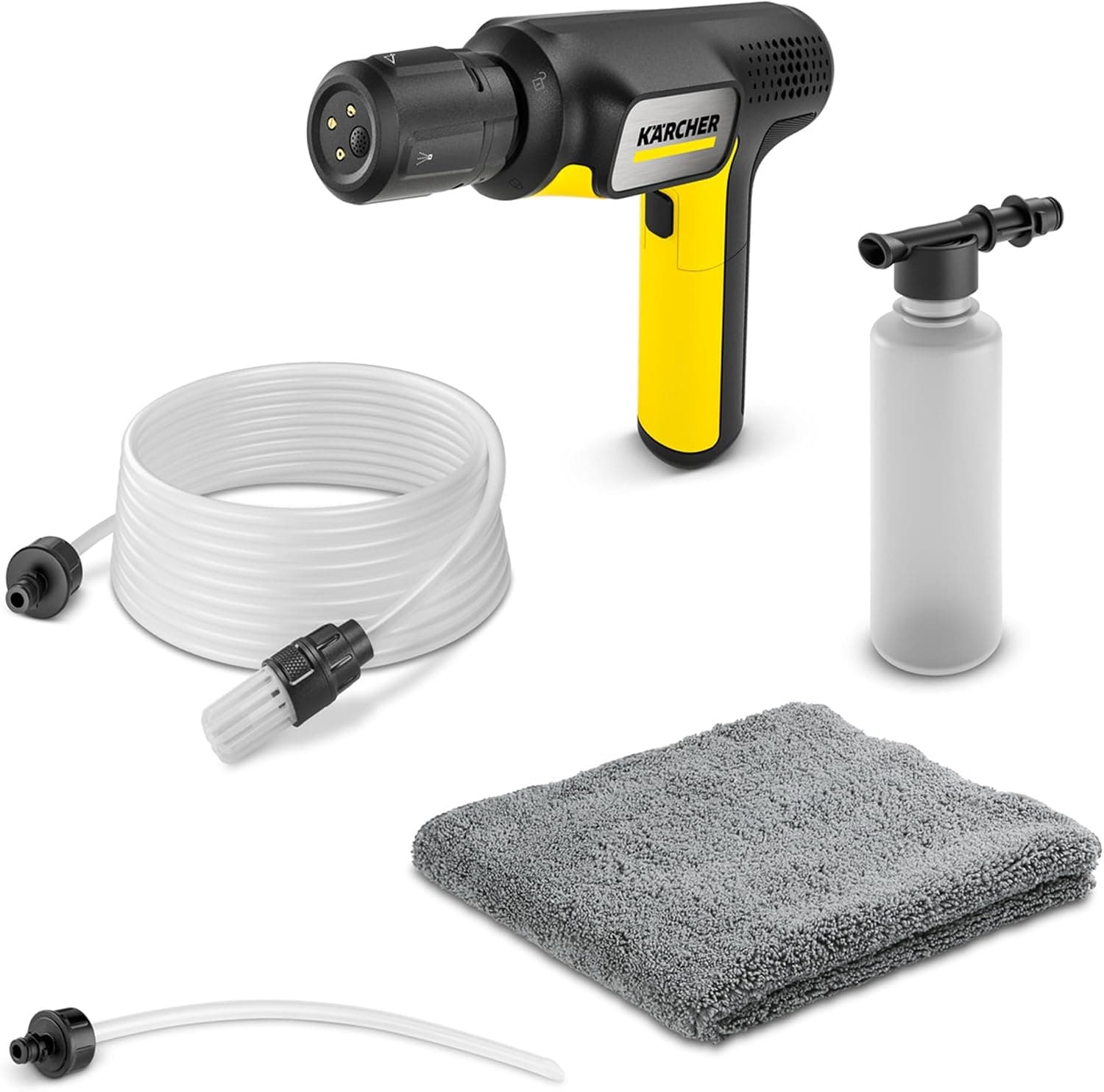 Kärcher OC Handheld Compact BA idropulitrice portatile gialla e nera con tubo di aspirazione, flacone e panno