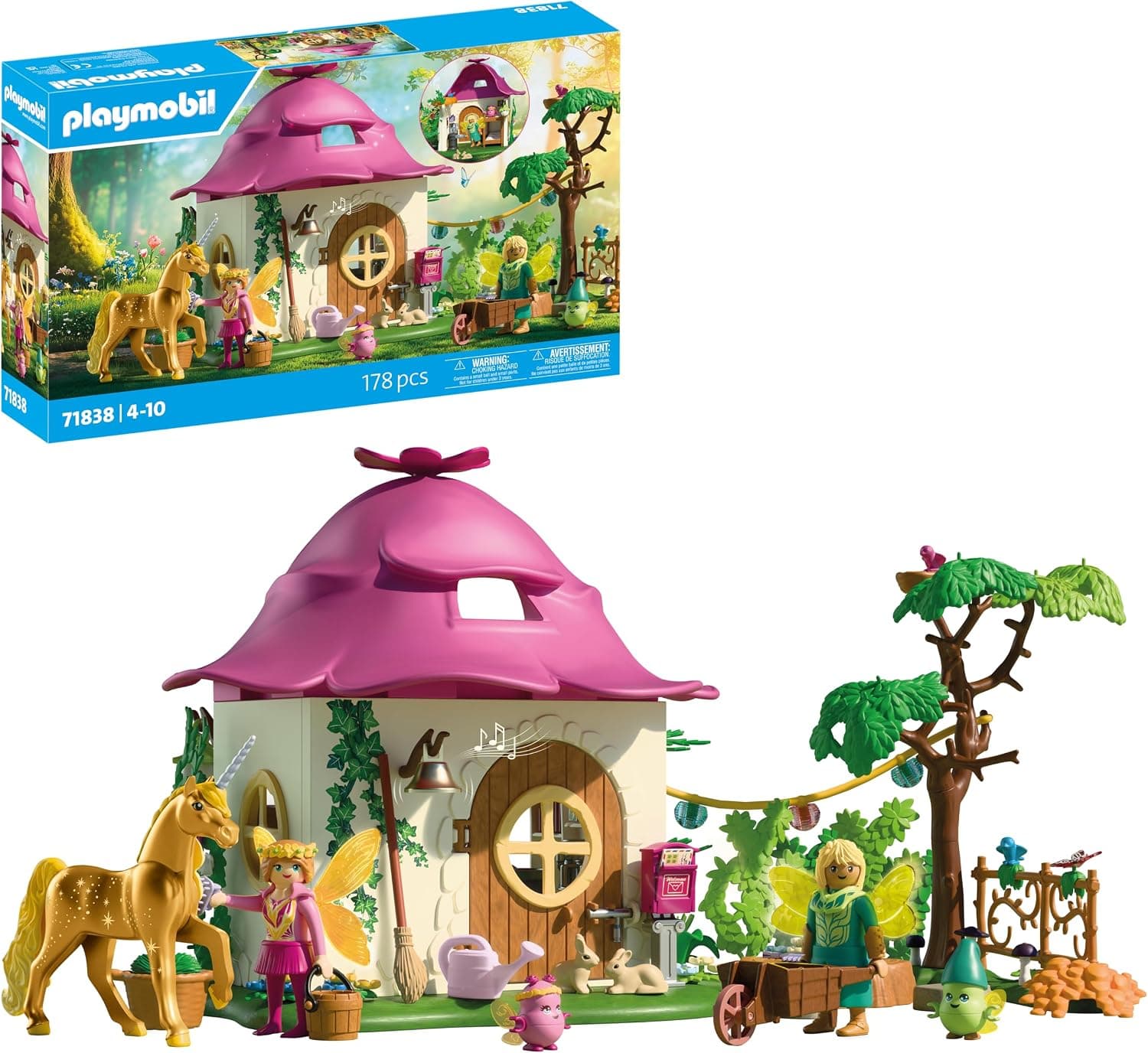 Set PLAYMOBIL casetta delle fate con unicorno dorato e scuderia