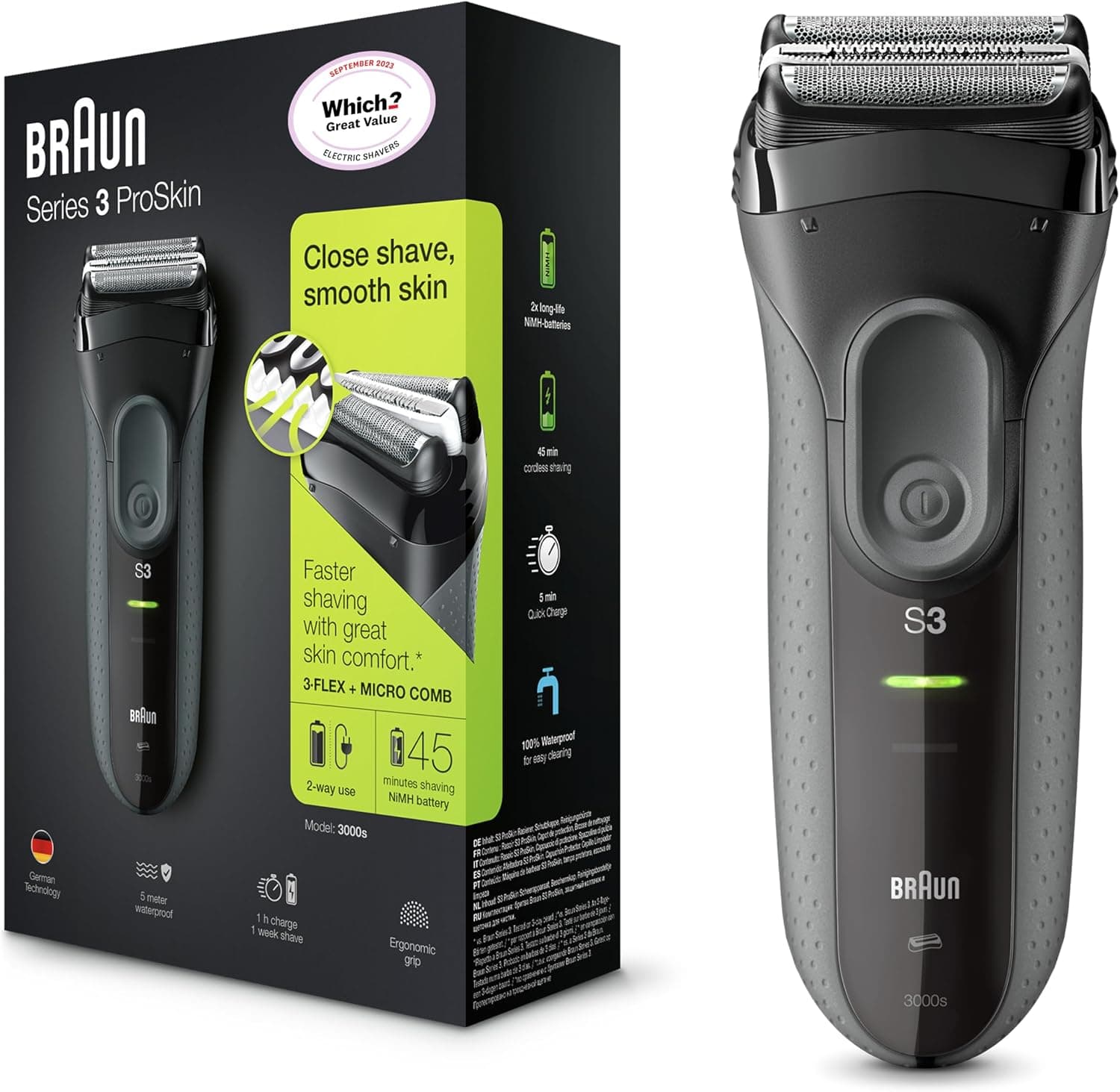Braun Series 3 ProSkin 3000s rasoio elettrico nero