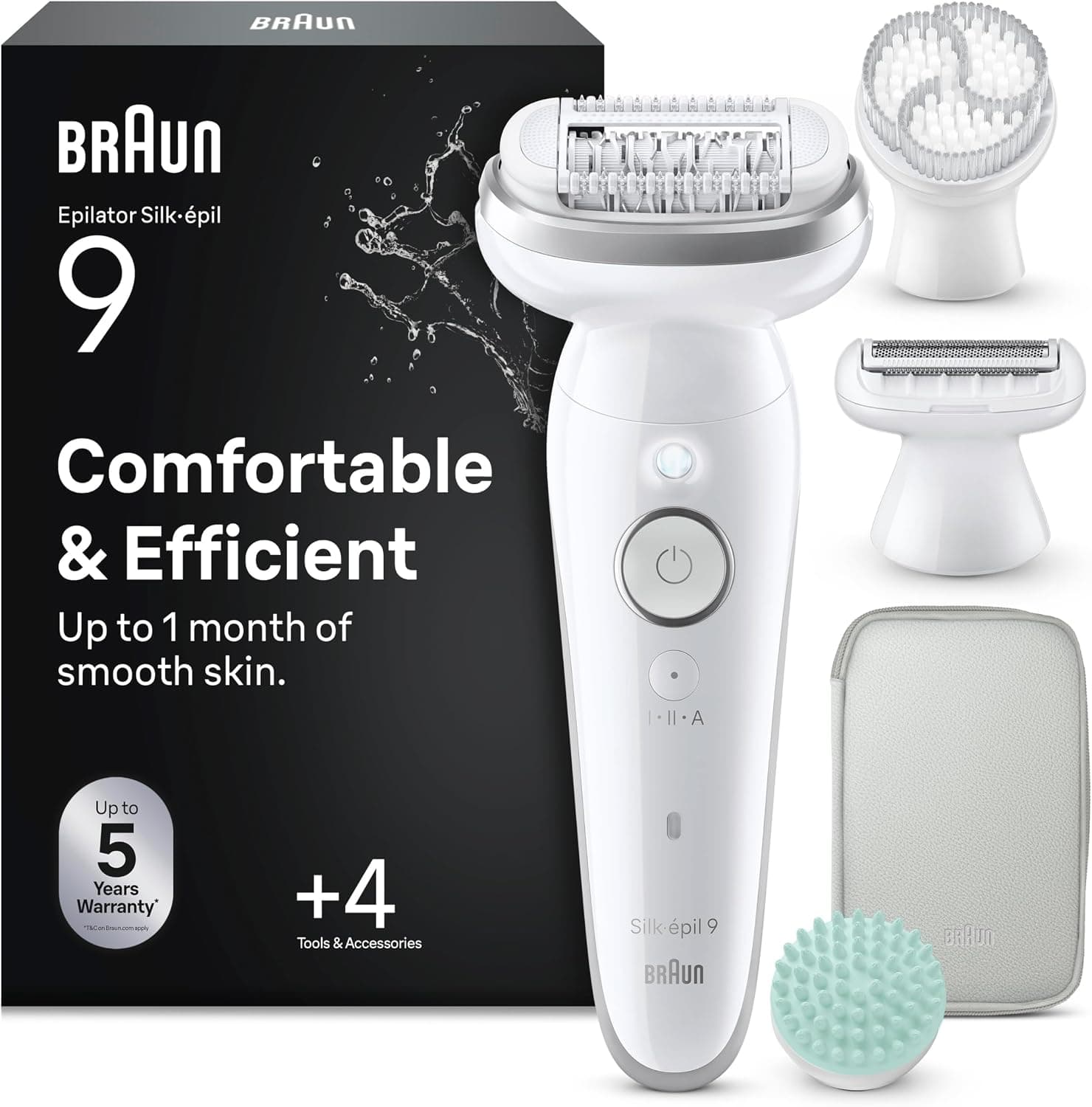 Epilatore Braun Silk-épil 9 SkinSpa 9-080 argento con confezione, testine e accessori